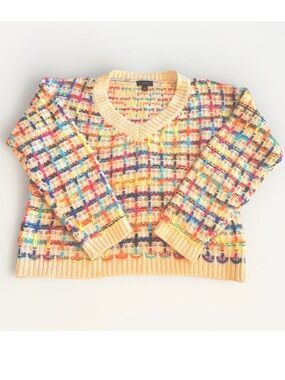 Anthropologie Current Air Women’s Sweater Colorful Long Sleeve V-Neck Sz S EUC